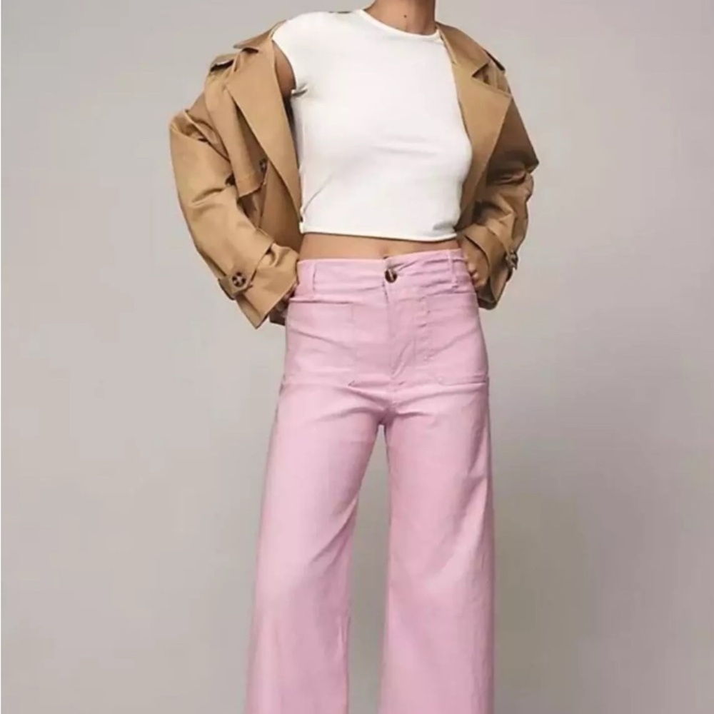 Anthropologie Maeve Colette Pink Cropped Pants